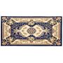 Area Rug Carpet Blue White Polyester Fabric Floral Victorian Pattern Rubber Coated Bottom 80 X 150 Cm