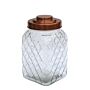 Copper Lidded Square Glass Jar - 10.5 Inch