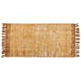 Area Rug Orange Viscose With Cotton Backing With Fringes 80 X 150 Cm Style