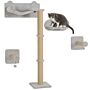 Pawhut 4 Piece Cat Shelves W/ Scratching Post, Steps, Jumping Platform, Ladder, Toy Balls, For Indoor Cats, Light Grey | Aosom Uk