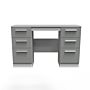 Contrast 6 Drawer Kneehole Desk In Dusk Grey & White