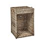 Side Table Natural Rattan With Tray Top Metal Frame Rope Handles Handmade With Additional Space