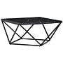 Coffee Table Black Tabletop Metal Base Manufactured Wood Marble Finish Glamorous Design