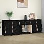 Vidaxl Sideboard Black 230x35x80 Cm Solid Wood Pine