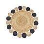 Area Rug Natural Jute Black Round Country Living Room Ø 140 Cm