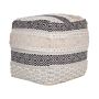 Pouffe Beige Cotton Black Geometric Pattern Boho Style Beliani