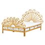 Panel Bed Light Wood Rattan Mahogany Wood Eu Double 4ft6 Slatted Frame Bed Base Braided Decorative Peacock Headboard