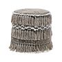 Pouffe Beige Cotton Tassels And Knots Decorative