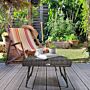 Outsunny Foldable Outdoor Coffee Table, Metal Frame Rattan Side Table, Coffee Table Side Table For Lawn, Mixed Grey