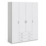 Space Wardrobe - 4 Doors 3 Drawers In White 2000