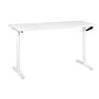 Manually Adjustable Desk White Tabletop White Steel Frame 160 X 72 Cm Sit And Stand Round Feet Modern Design Office