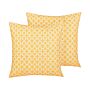 Set Of 2 Outdoor Pillows Cushions Yellow 40 X 40 Cm Zip Modern Beliani