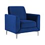 Armchair Blue Velvet 75l X 89w X 90h Cm Thick Seating