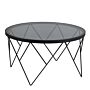 Halstow Coffee Table In Black With Smoked Glass Top