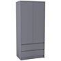 Vida Designs Denver 2 Door Wardrobe With Drawers, Grey