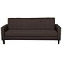 Sofa Bed Brown Fabric 3 Seater Click Clack Quilted Upholstery