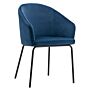 Hamburg Velvet Dining Chair Blue With Black Legs