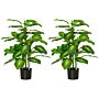 Homcom 2 Pcs Artificial Evergreen Tree Fake Decorative Plant In Nursery Pot For Décor, Green