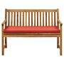 Garden Bench Light Acacia Wood 120 Cm Red Seating Cushion Padding Slatted Design Outdoor Patio