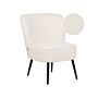 Armchair White Boucle Fabric Armless Accent Chair Armless Metal Legs