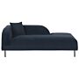 Chaise Lounge Dark Blue Velvet 2 Seater Left Hand Throw Cushion