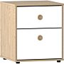 Junior Vida Neptune 2 Drawer Bedside Table, White & Oak