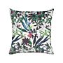 Decorative Cushion Green Velvet 45 X 45 Cm Leaf Pattern