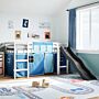 Vidaxl Kids' Loft Bed With Curtains Blue 80x200 Cm Solid Wood Pine