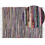 Area Rug Light Multicolour Cotton Polyester 160 X 230 Cm Striped With Fringe Rectangular Handmade