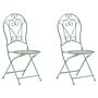 Outdoor Set Of 2 Chairs Green Metal Powder Coated Vintage Ornaments