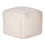 Pouffe Beige Cotton 50 X 50 X 35 Cm With Eps Filling Thick Woven Cover Footstool