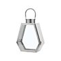 Metal Lantern Silver Stainless Steel H 46 Cm Geometric Pillar Candle Holder