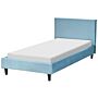 Eu Single Size Panel Bed 3ft Light Blue Velvet Slatted Frame