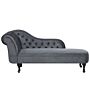 Chaise Lounge Grey Left Hand Velvet Buttoned Nailheads