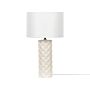 Table Lamp Light Beige Ceramic 49 Cm Geometric Pattern White Drum Shade