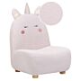 Animal Chair Pink Polyester Upholstery Armless Nursery Furniture Seat For Children Modern Design Unicorn Shape