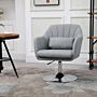 Homcom Swivel Accent Chair Contemporary Vanity Armchair With Adjustable Height Thick Cushion Lumbar Support Armrest