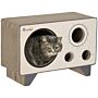 Pawhut 2 In 1 Cat Scratcher, Radio Shape Cat House With Catnip, 57 X 24.5 X 39cm, Natural Wood Finish