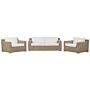 Garden Conversation Set Brown With White Cushions Rattan Outdoor 4 Seater