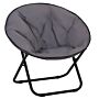 Outsunny Garden Folding Portable Padded Saucer Moon Chair Padded Round Outdoor Camping Travel Fishing Seat Grey