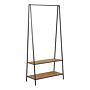 Seaford Black Metal Clothes Rack With 2 Oak Shelves