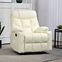 Homcom Manual Reclining Chair, Recliner Armchair With Swivel, Faux Leather, Footrest, Cup Holders, 86x93x102cm, Cream