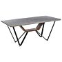 Dining Table Grey Black Mdf Iron 180 X 90 Cm Concrete Effect 6 Seater Rectangular