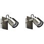 Set Of 2 Wall Lamps Silver Metal 1-light Swing Arm Cone Shade Spotlight Design