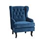 Wingback Chair Blue Velvet Upholstery Black Legs