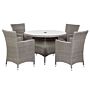 Paris 4 Seater Round Carver Dining Set 110cm Round Table With 4 Carver Chairs Including Cushions