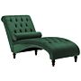 Chaise Lounge Green Velvet Chesterfield Buttoned Chaise Wooden Legs