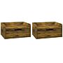 Homcom Floating Nightstand Set Of 2 Wall Mounted Bedside Table With Storage Drawer, Rustic Brown