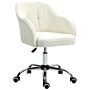 Homcom Computer Desk Chair, Fluffy Fabric Swivel Office Chair, Makeup Vanity Chair With Height Adjustable, Wheels, For Home Study Bedroom, Cream White | Aosom Uk