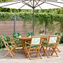 Vidaxl Folding Garden Chairs 6 Pcs Green Fabric And Solid Wood